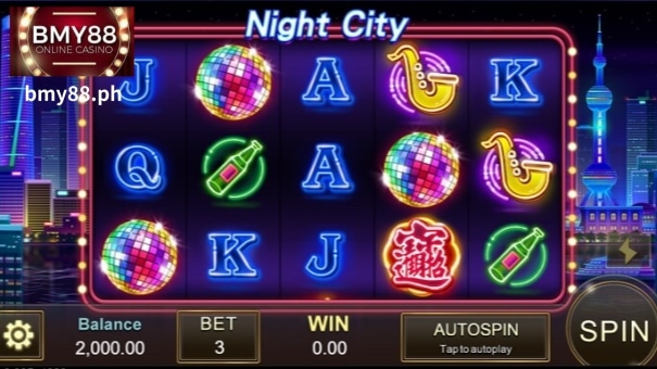 Ang Night City Slot Machine ay nilagyan ng 5 reels at nag-aalok ng 243 na paraan upang makapasok. Ang MAX multiplier na BONUS ay 3000X